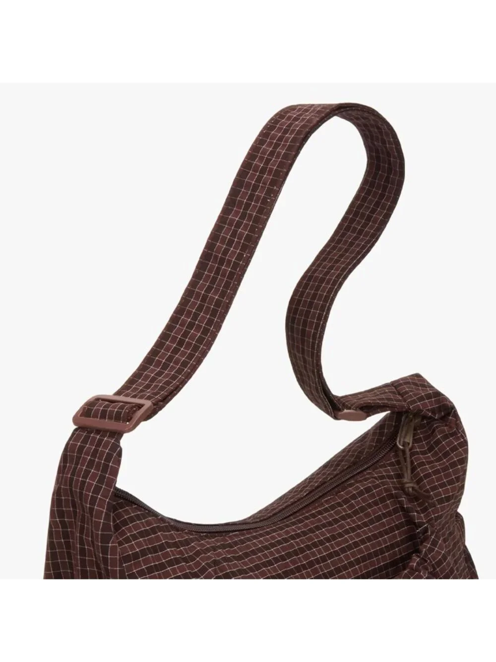 Plaid Nylon Hobo Bag | Soft Crossbody Messenger Purse with Adjustable Straps